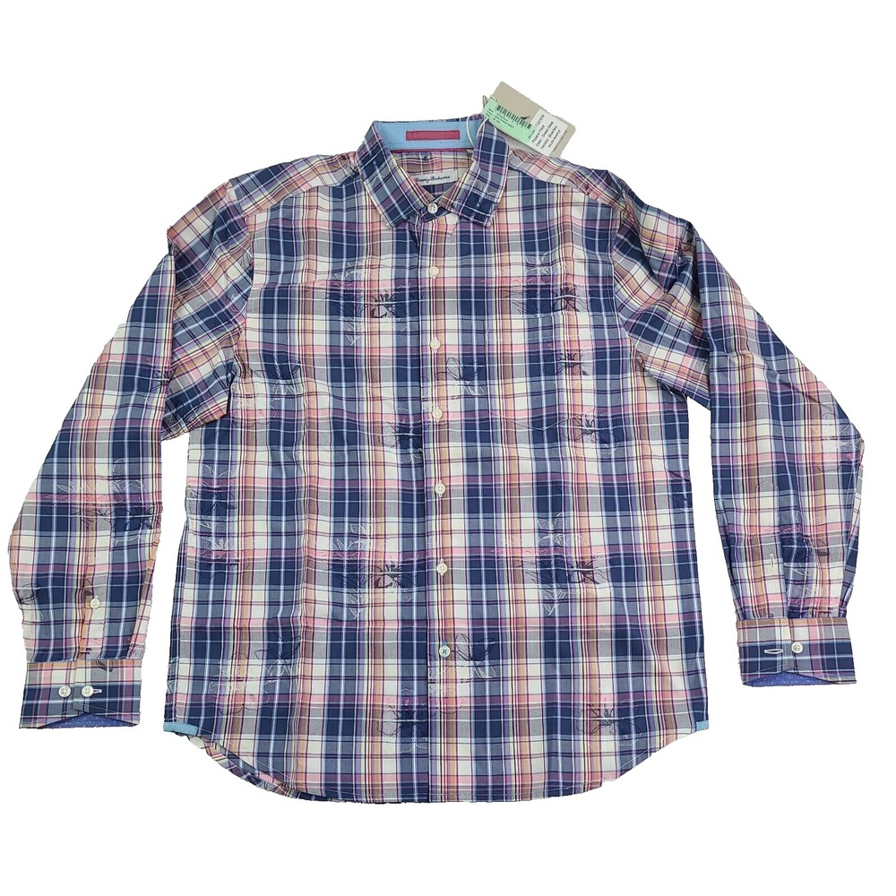 Tommy Bahama Mens Long Sleeve Shirt Size Medium M 191T321916 Papara Plaid Cotton